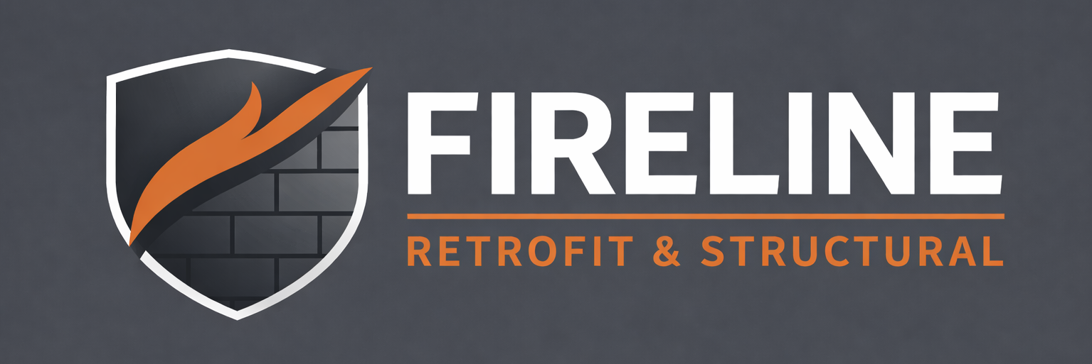 fireline logo with orange flame emblem